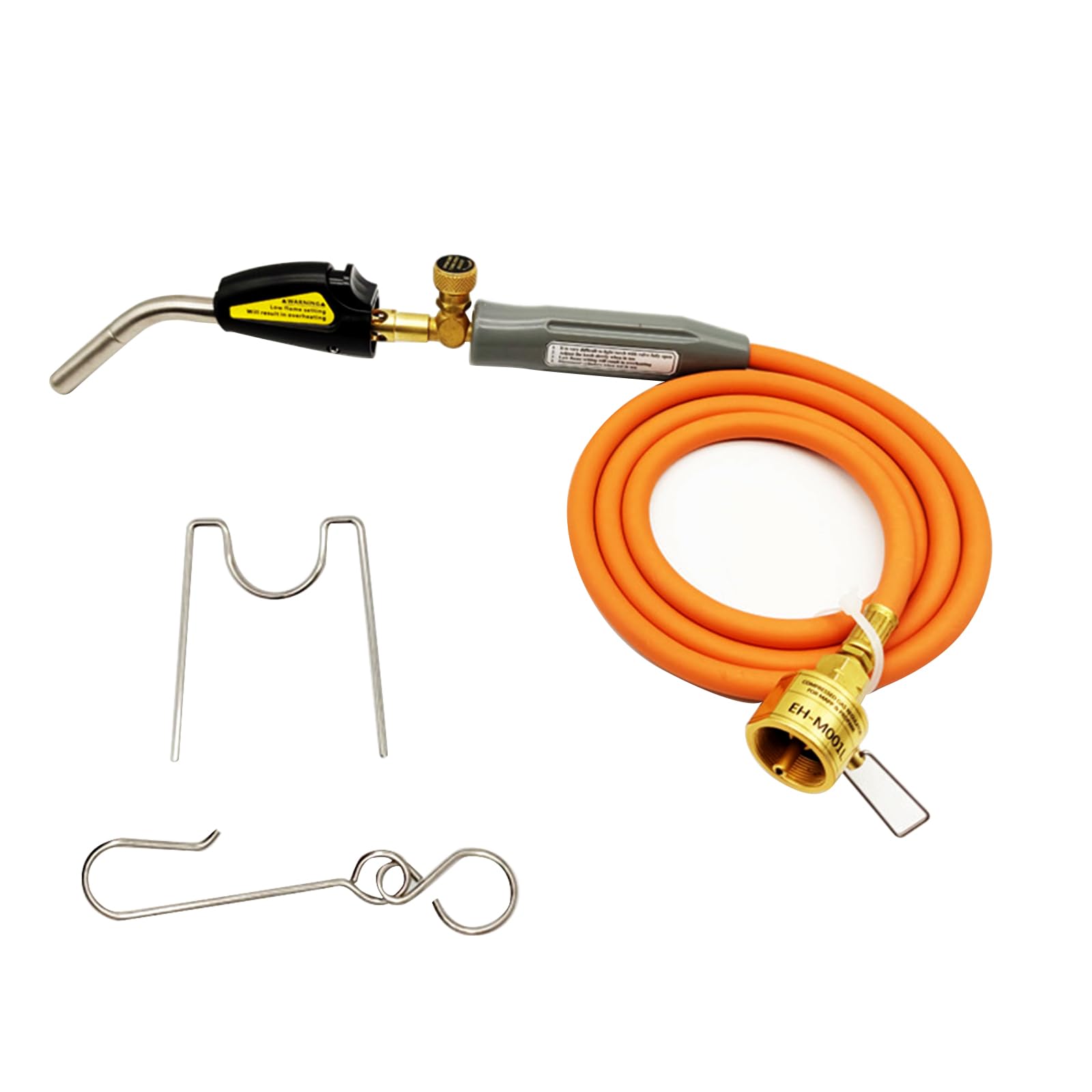MAPP - Torcia a propano, testa a gas con tubo 1,2 m, innesco automatico, valvola accensione regolabile, punta ottone, interfaccia CGA600 riscaldamento, brasatura