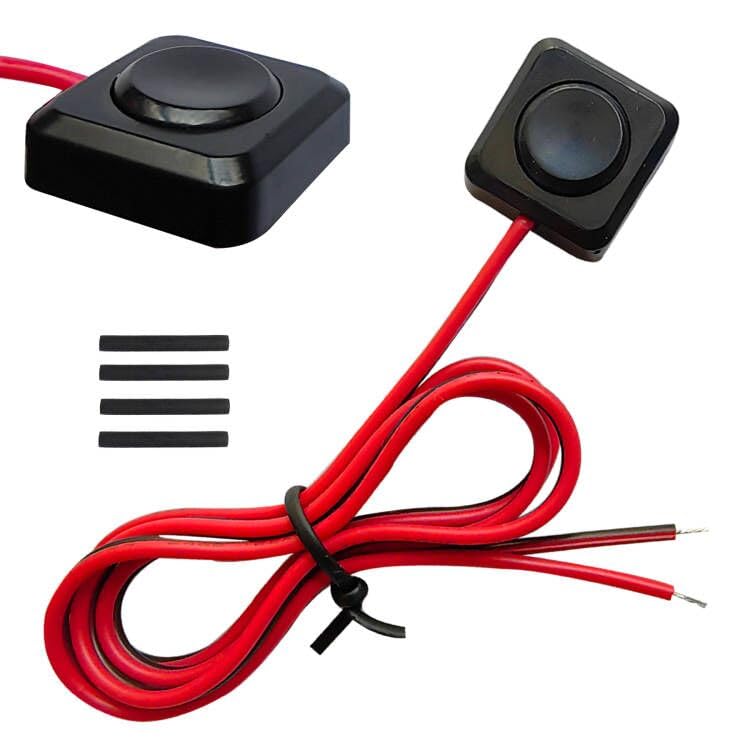 2 interruptores momentáneos de 12 V 24 V Mini interruptor de botón momentáneo, mini interruptor de montaje en superficie momentánea precableado de