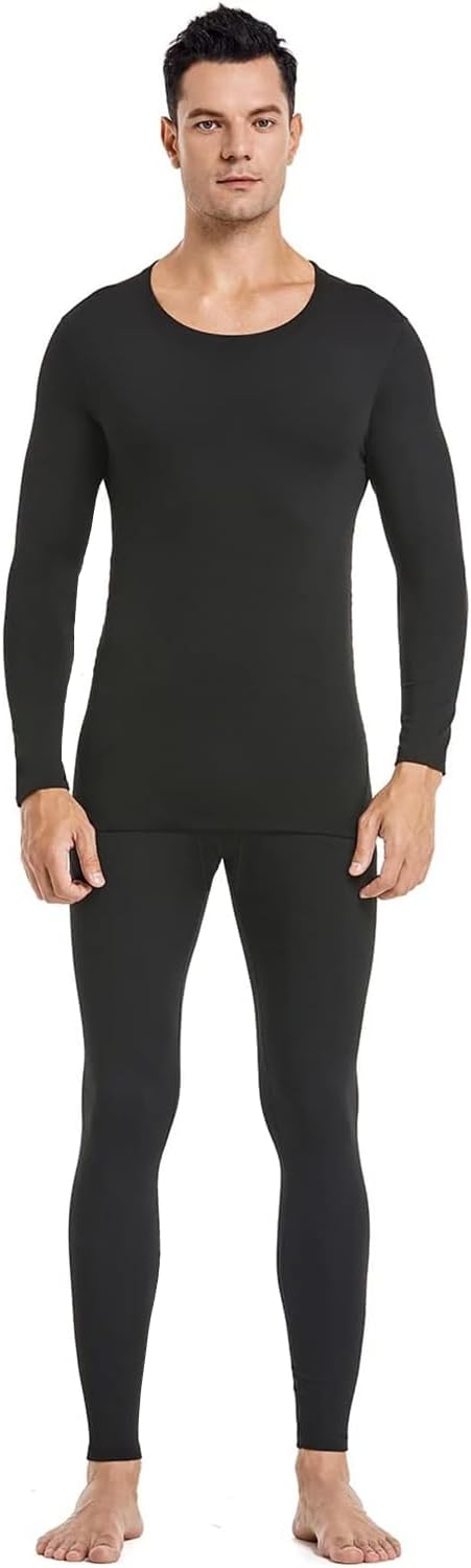 Thermal Underwear Set for Men Fleece Lined Base Layer Set Long Johns Base Layers Cold Weather Thickened Outdoor