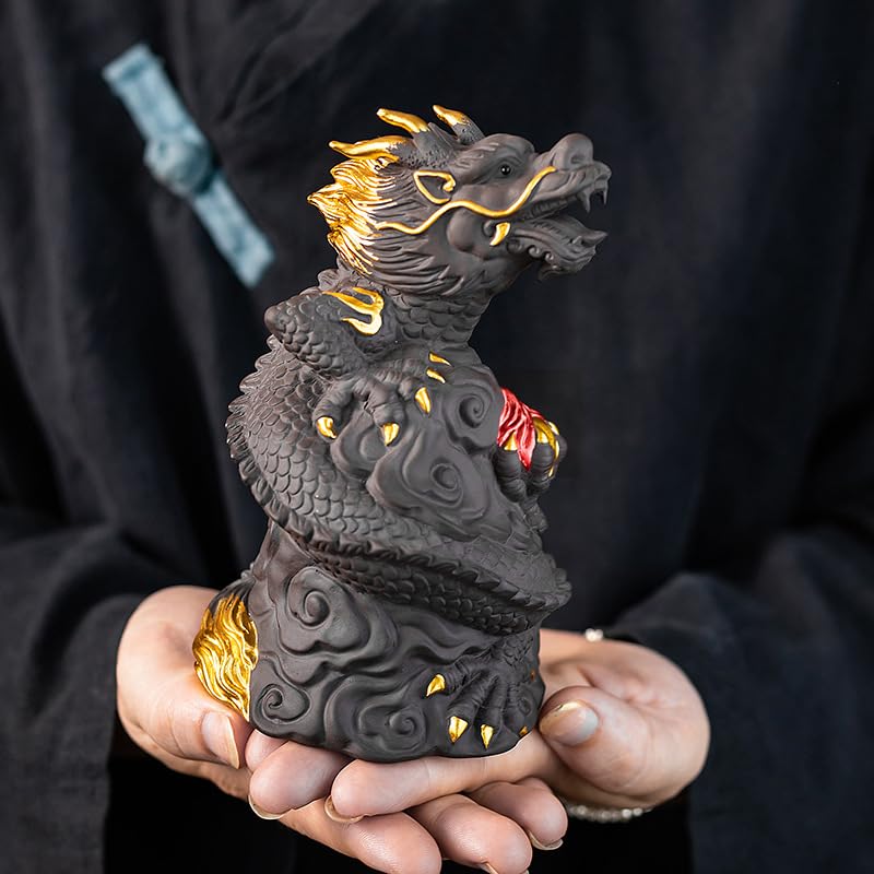 Dragon de Sable Violet d'Exception : Statuette Sculptée pour Décoration de Table Haute Qualité - 4