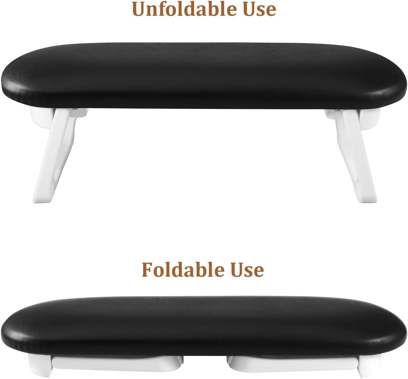 SQUADO Poggiamano per Unghie, Poggia Mani per Unghie in Pelle PU con Supporto Pieghevole, Cuscino Manicure Estetista, Cuscino per Unghie Antiscivolo per Nail Art, Nero