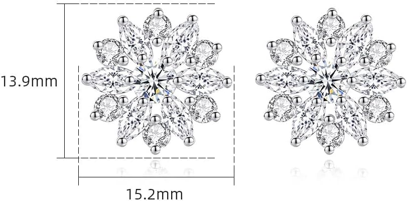 14K Gold Flower Stud Earrings for Women, D Color VVS1 Moissanite, Exquisite Wedding & Engagement Gift for Bride and Girlfriend