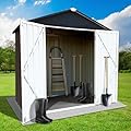 SemiKeem 6x4ft Metal Outdoor Storage Shed,Bike Shed & Outdoor Storage, Large Garden Tool Metal Shed, Garden Storage Cabinet with Door & Lock, Outdoor Metal Shed for Backayrd, Patio,Lawn,Brown