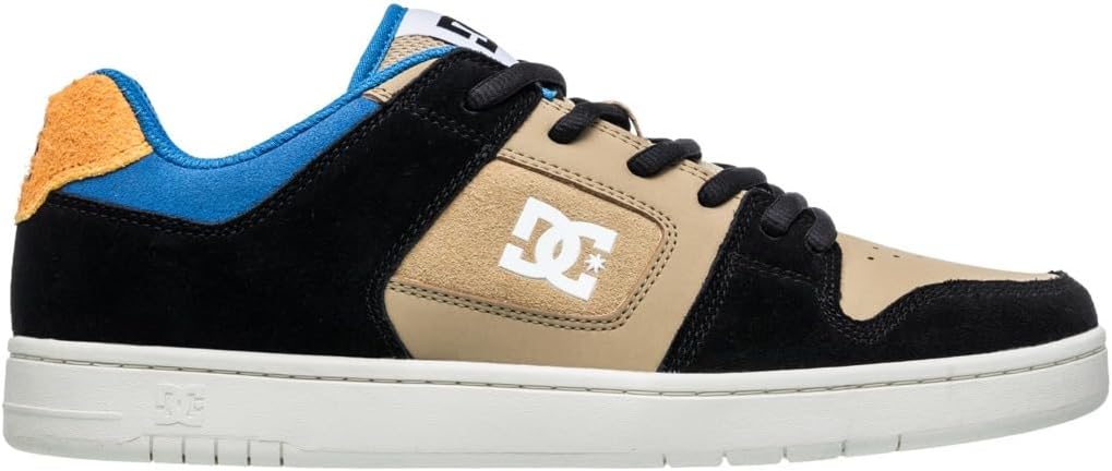 DC Shoes Manteca Leather Shoes for Men, Black Orange Blue, 10.5 Men
