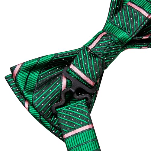 Image of Hi-Tie Bow Ties for Men Pre-Tied Pocket Square with Cufflinks Mens Bowtie Sets for Wedding Formal Party