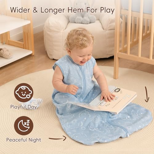 Image of david's kids 3 Pack 100% Organic Cotton Baby Sleep Sack 18-24 Months, Ultra Soft Baby Wearable Blankets with 2-Way Zipper, Comfy Toddler Sleep Sack for Boys Girls Neutral, X-Large Size, Star