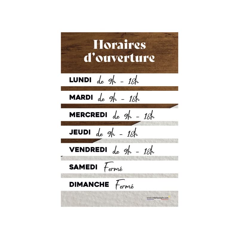 Panneau "Horaires d'ouverture" dimensions 60 x 40 cm