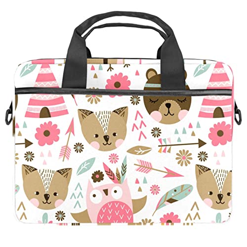 Sac à bandoulière pour ordinateur 13 à 14.5 pouces rose à motif animaux
