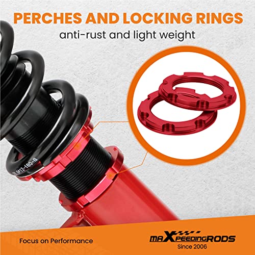 maXpeedingrods Coilovers Shock Struts for 1992-1999 E36 316i 318i 318is 318ic 323i 323ic 323is 325is 325ic 328i 328is 328ic M3 (Non-Adjustable Damper) - Red