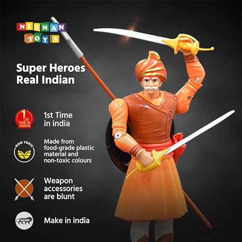 Image of Swarajyache Shiledar - The True Super Hero - 6 Inch Tall Action Figure with Accessories (Subhedar - Old, Orange)