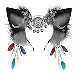 LLINthy Diadema de felpa con orejas de anime para niñas, tocado antiguo para mujer