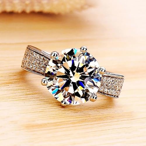 Fashion 6 Claws Round Cubic Zirconia Rings Bridal Wedding Band Luxury Eternity Jewelry for Women4