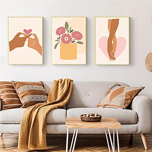 Affiche d'art mural amoureux abstrait 3 pièces toile moderne 60x80 cm