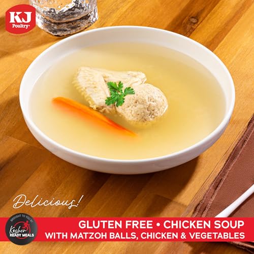 Image of KJ Poultry Kosher for Passover Gluten Free Meals, Matzo Ball Chicken Soup + Beef Goulash + Roast Chicken + Stuffed Cabbage (10 Pack Variety) Prepared Entree Fully Cooked, Shelf Stable Microwave Dinner
