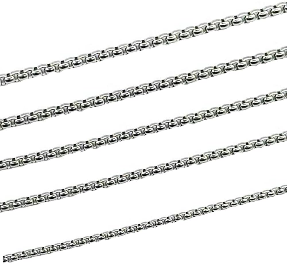 Seiyang Solid Sterling Silver Square Rolo Chain 1.5mm/2.0mm Round Box Chain Necklace for Women Men 18, 20, 22+2 Inch