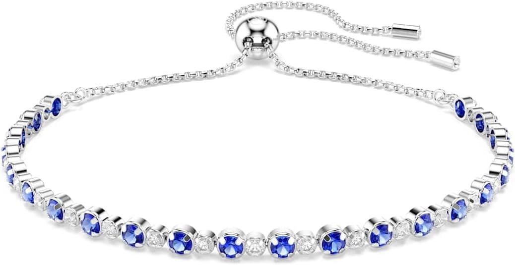 Swarovski Matrix Tennis Soft Bracelet, Round Cut Clear Crystals, Rhodium and Gold-Tone Finishes
