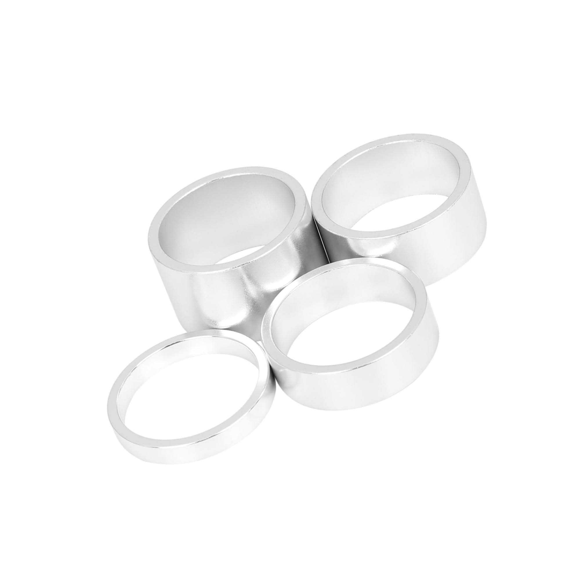 Partuto 4 Pcs Bike Headset Spacer Silver Tone Fit 11/8inch Stem 5 10 15 20mm Replacement