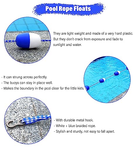 Cuerda y flotador de seguridad para piscina 7m azul blanco miniatura 4