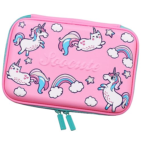 Unicorn Gifts for Girls Hardtop Pencil Case - Kids Large Colored Pen Holder Box With Compartments - Girls Cosmetic Pouch...