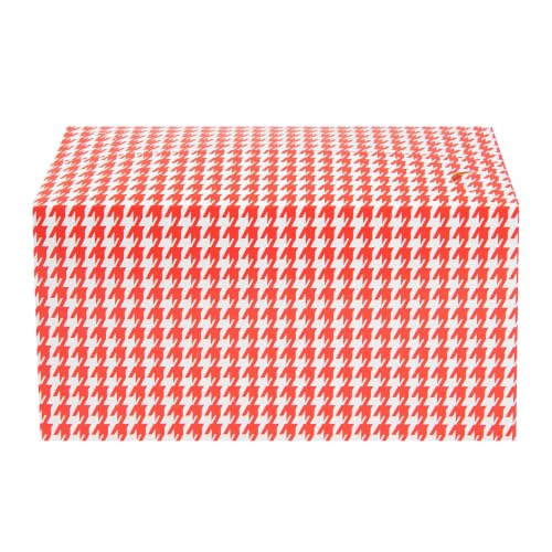 Image of Restaurantware Bio Tek 80 Ounce To Go Boxes 400 Rectangle Take Out Food Containers - Fast Top Closure Disposable Red Houndstooth Paper Carry Out Containers For Burgers Or Fried Chicken