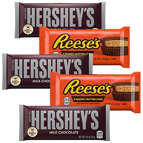 Hershey's Milk Chocolate And Peanut Butter Cups Assortment, Bulk 36 Full Size Candy Bars, 1.55 Oz Individually Wrapped Candy Bars Variety Pack, Gluten Free And Kosher Chocolate Candy Pack #TOP1