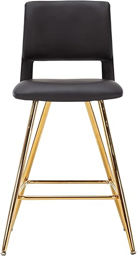 Miniatura 5 de Sidanli Juego de 2 taburetes de bar dorados en altura de asiento de 24 pulgadas