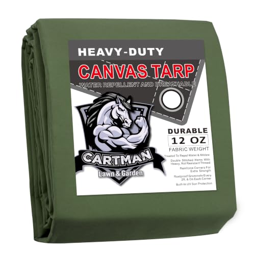 CARTMAN 8x10 Feet Heavy Duty Canvas Tarp