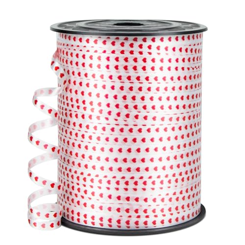 HimBen 500 Yards Curling Ribbon for Gift Wrapping, 3/16" Balloon String for Christmas Valentine Birthday Wedding Party Festival Decoration, Crafts, Flower Bouquet(Red Heart)