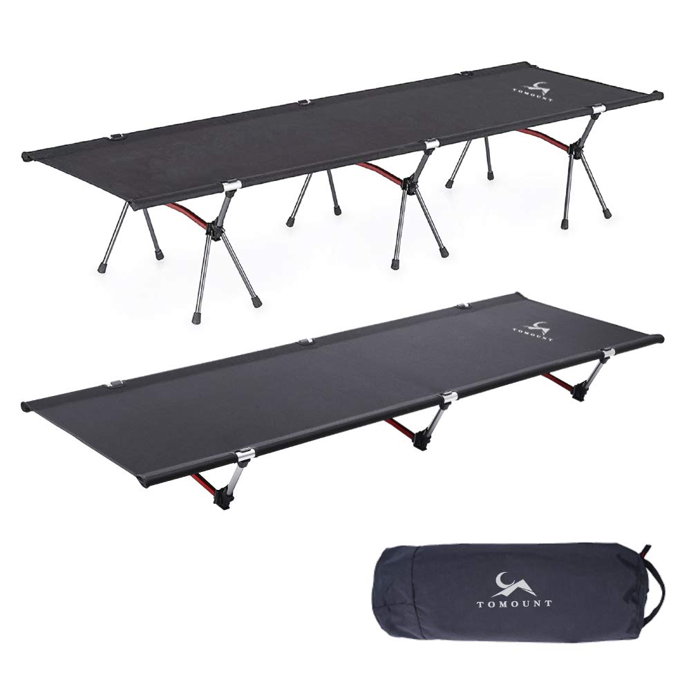 Camping cot Lightweight Folding bed With Leg Extender Portable Camping Bed Sleep Bed for Adult Beach Bed Nature Hike Folding Bed (Black, high)