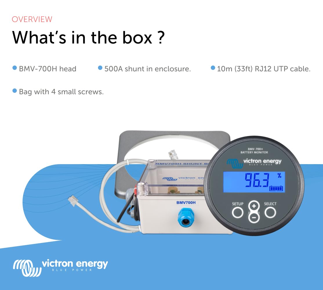 Victron Energy BMV-700H Battery Monitor with Shunt & Display - 60-385 VDC - Grey