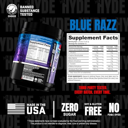 Image of ProSupps Mr. Hyde Signature V2, Pre Workout Powder with Creatine, Beta Alanine & Caffeine - Performance, Energy & Hydration - Clean Fitness & Gym Supplements for Men & Women (Blue Razz, 60 Servings)
