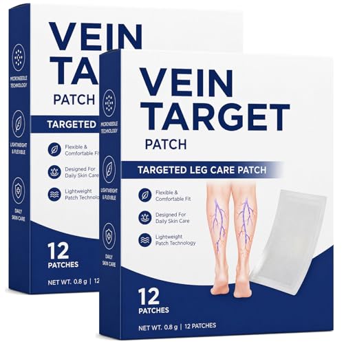 FTKV Vein Target Patch VeinTarget Patches with Botanical Ingredients for Visible Vein Appearance Care Daily Leg Skin Care 2 Boxes 24 Patches (2)