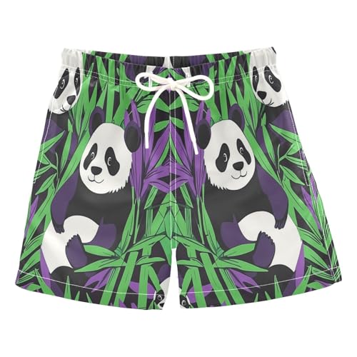 Jucciaco Boys Swim Trunk Panda Bear Green Bamboo Beach Board Shorts Teen Swimwear