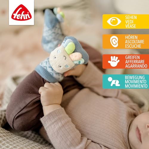 Fehn 054361 - Calcetines mullidos con pulpo y sonajero para bebé, fomenta la motricidad y los sentidos, para bebés de 0 a 12 meses, talla: 12 cm - imagen 2