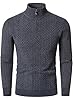 HOOD CREW Mens Zip Jumpers Long Sleeve Warm Sweater Soft Cozy Knitwear Pullover for Men Dark Grey XXL #3