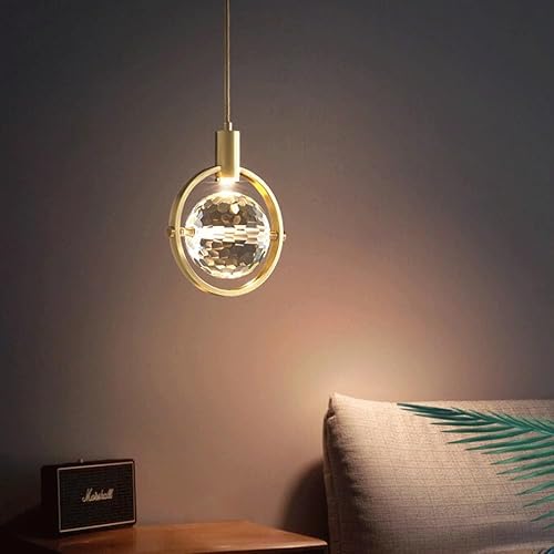 Miniatura 4 de 2 Pack Pendant Lights, Mid Century Globe Crystal Ceiling Hanging Lighting with Metal Decoration, Adjustable Height Neutral Light Chandelier for