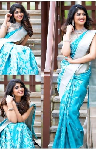 Image of C J Enterprise Women's Banarasi Saree Pure Kanjivaram Style Silk Saree With Blouse Piece for Wedding (Shiv-1)