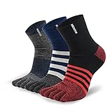 limide Men's Cotton Toe Socks Five Finger Socks Compression Crew No Show Athletic Socks for Running