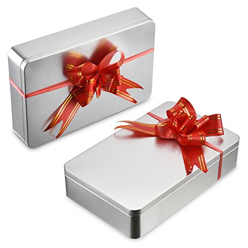 Image of Hotop 1 Pack 8.5 by 5.3 by 1.9 Inch Silver Rectangular Empty Tin Box Containers, Gift, Jewelery and Storage Tin Kit, Home Organizer