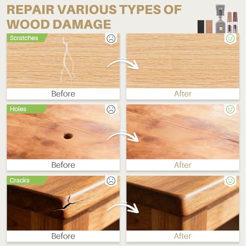 Image of Laminate Vinyl Floor Repair Kit - Set of 22 Wood Floor Wax Furniture Touch Up Markers, Linoleum Repair Kit Cover Up Scratches, Cracks, Stains for Wooden Door, Floor, Table, Cabinet, Desks