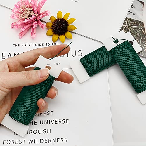 Scartink 4 Pack 120 Yards 22 Gauge Floral Wire Flexible Paddle Wire Florist Green Wire for Crafts,Wreaths,Christmas Tree,Garland and Floral Flower Arrangements - Thumbnail 4