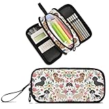 XUWU Dachshund Dog Large Capacity Pencil Case cute dachshunds Sausage Dogs Makeup Pouch Office School Large Storage Pen Bag 3 Compartment pencil box for Adults School Teen Girl Boy Men Women