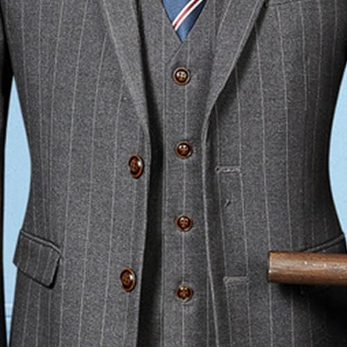 Stripes Suits for Business Wedding Prom Mens Pinstripe 3 Piece Suit Classic Fit 2 Button Slim Fit Striped Suit4