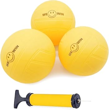 Spike Replacement Balls 3-Pack with Pump, Roundnet Game Extra Balls, Mini Volleyball, Water Pool Lawn Beach Ball, Yard Pong Bucket Toss Game Ball