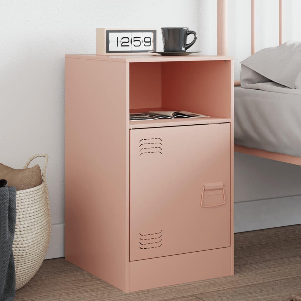 Table de chevet rose pour créer un coin lecture dans la chambre