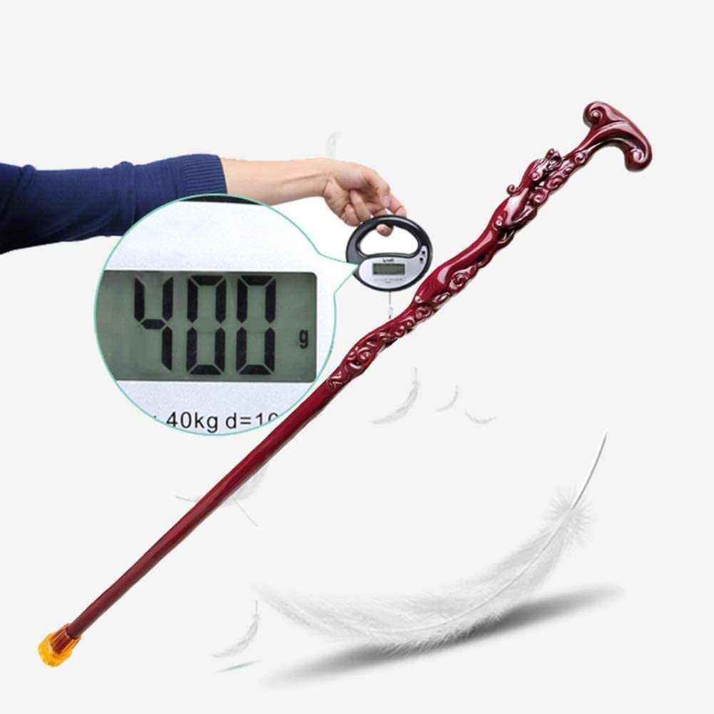 Bastón de madera maciza para caminar, bastón para anciano, bastón de madera maciza con cabeza de dragón, bastones de madera de estilo tradicional tallados a mano con punta de goma, 94 cm, duraderos