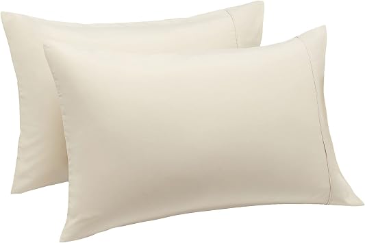 Amazon Basics Standard Pillowcases Set of 2 - Lightweight, Super Soft Easy Care Microfiber, Beige, 30 L x 20 W, Pillows Not Included