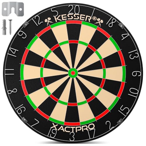 KESSER Profi Dartscheibe Sisal Steeldart Dartboard selbstheilend Wandmontage Steeldartscheibe Dartboard inkl. Montageset