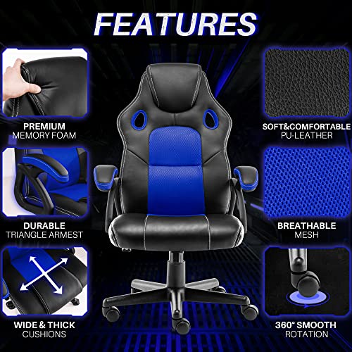 Sunon Gaming Chair,High Back Computer Chair with Headrest and Lumbar Support,Adjustable Height Faux Leather Ergonomic Office Chair with 360°-... - Image 4