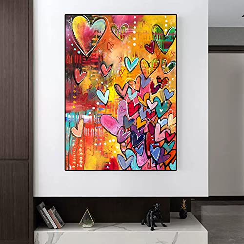 Toile graffiti dsdsgog affiche murale coeur coloré 40x60cm décoration salon sans effort - 2